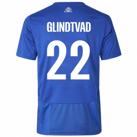 Kandiny Férfi William Glindtvad #22 Fehér Kék Idegenbeli Jersey 2024/25 Mez Póló Ing