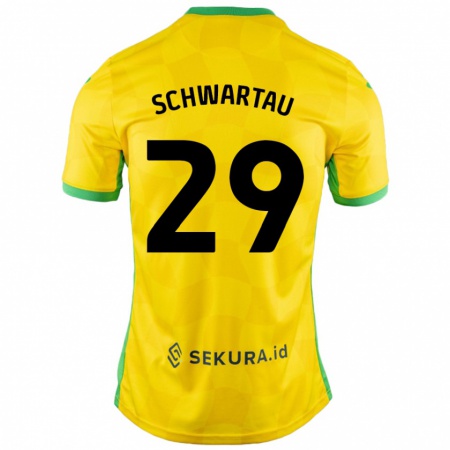 Kandiny Női Oscar Schwartau #29 Sárga Zöld Hazai Jersey 2024/25 Mez Póló Ing