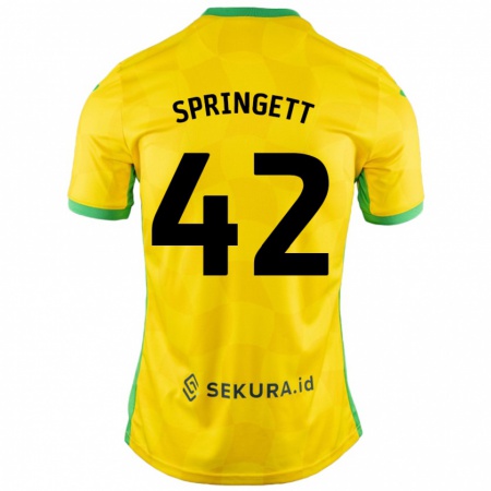 Kandiny Női Tony Springett #42 Sárga Zöld Hazai Jersey 2024/25 Mez Póló Ing