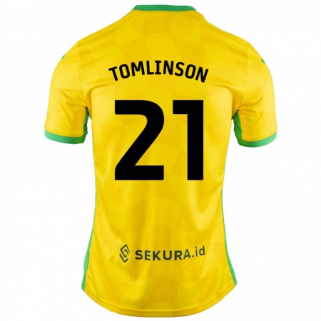 Kandiny Női Lauren Tomlinson #21 Sárga Zöld Hazai Jersey 2024/25 Mez Póló Ing