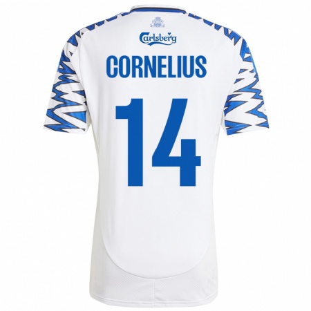 Kandiny Női Andreas Cornelius #14 Fehér Ég Kék Hazai Jersey 2024/25 Mez Póló Ing