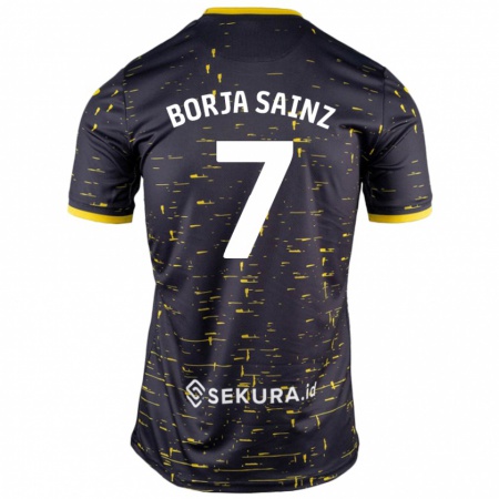 Kandiny Női Borja Sainz #7 Fekete Sárga Idegenbeli Jersey 2024/25 Mez Póló Ing