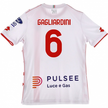 Kandiny Női Roberto Gagliardini #6 Fehér Piros Idegenbeli Jersey 2024/25 Mez Póló Ing