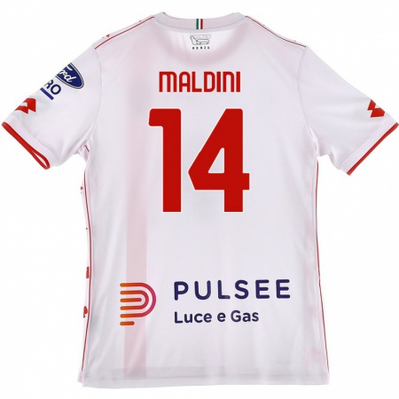 Kandiny Női Daniel Maldini #14 Fehér Piros Idegenbeli Jersey 2024/25 Mez Póló Ing