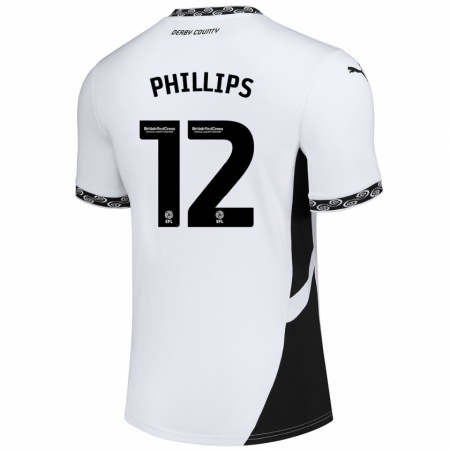 Kandiny Gyermek Nathaniel Phillips #12 Fehér Fekete Hazai Jersey 2024/25 Mez Póló Ing