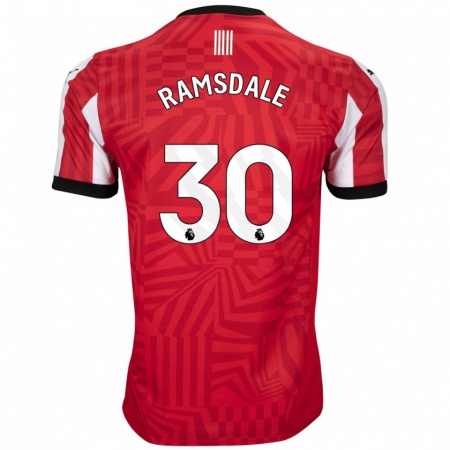 Kandiny Gyermek Aaron Ramsdale #30 Piros Fehér Hazai Jersey 2024/25 Mez Póló Ing