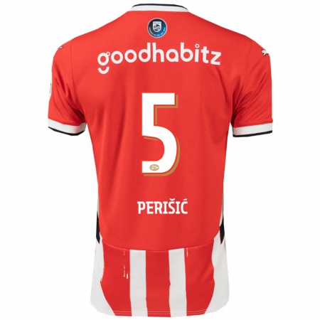 Kandiny Gyermek Ivan Perisic #5 Piros Fehér Hazai Jersey 2024/25 Mez Póló Ing