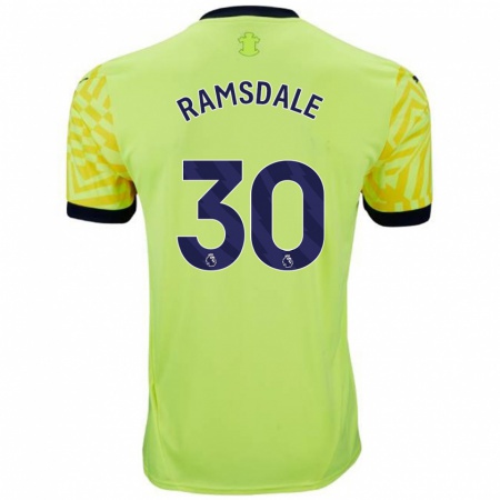 Kandiny Gyermek Aaron Ramsdale #30 Sárga Idegenbeli Jersey 2024/25 Mez Póló Ing