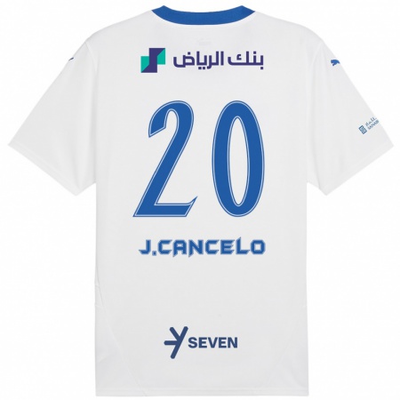 Kandiny Gyermek João Cancelo #20 Fehér Kék Idegenbeli Jersey 2024/25 Mez Póló Ing