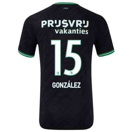 Kandiny Gyermek Facundo González #15 Fekete Zöld Idegenbeli Jersey 2024/25 Mez Póló Ing