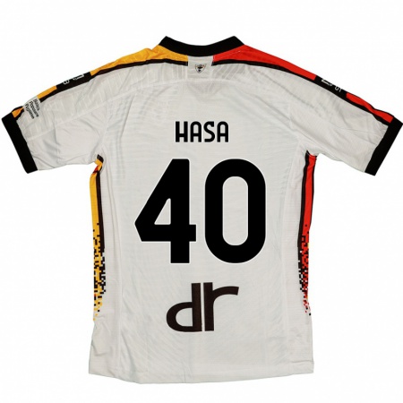 Kandiny Gyermek Luis Hasa #40 Fehér Fekete Idegenbeli Jersey 2024/25 Mez Póló Ing