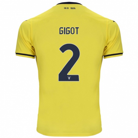 Kandiny Gyermek Samuel Gigot #2 Sárga Idegenbeli Jersey 2024/25 Mez Póló Ing