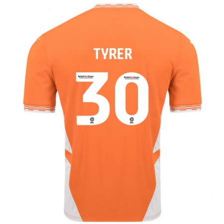 Kandiny Gyermek Harry Tyrer #30 Narancssárga Fehér Hazai Jersey 2024/25 Mez Póló Ing