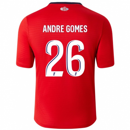 Kandiny Gyermek André Gomes #26 Piros Fehér Hazai Jersey 2024/25 Mez Póló Ing