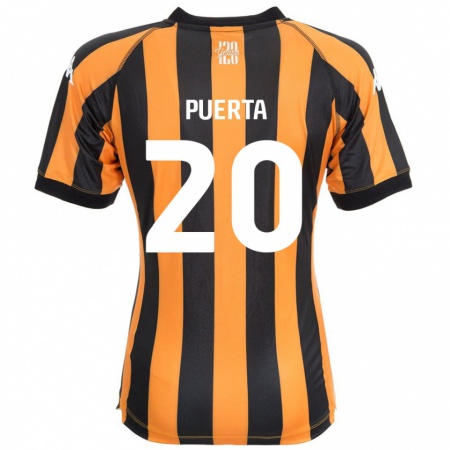 Kandiny Gyermek Gustavo Puerta #20 Fekete Borostyán Hazai Jersey 2024/25 Mez Póló Ing