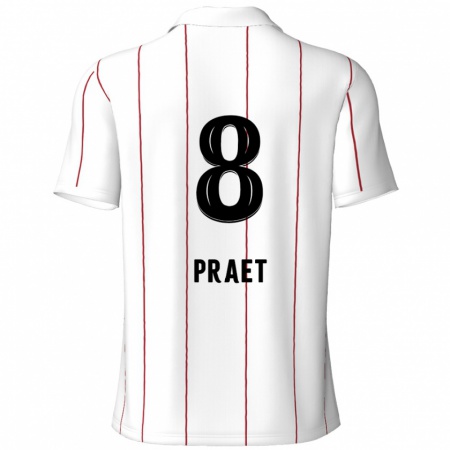 Kandiny Gyermek Dennis Praet #8 Fehér Fekete Idegenbeli Jersey 2024/25 Mez Póló Ing