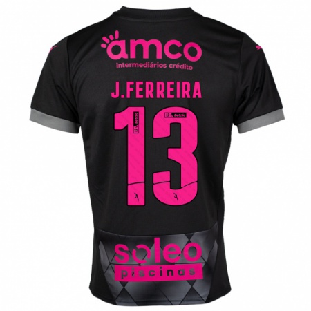 Kandiny Gyermek João Ferreira #13 Fekete Rózsaszín Idegenbeli Jersey 2024/25 Mez Póló Ing