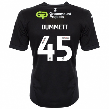 Kandiny Gyermek Paul Dummett #45 Fekete Idegenbeli Jersey 2024/25 Mez Póló Ing