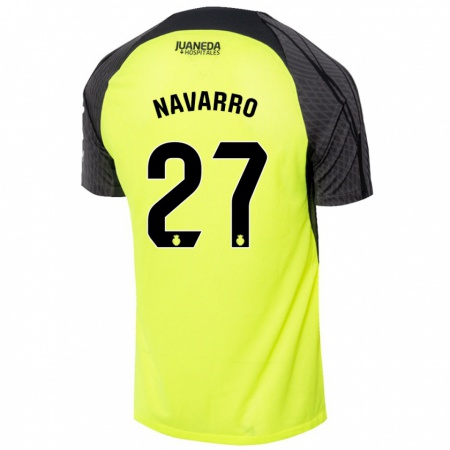 Kandiny Gyermek Robert Navarro #27 Fluoreszkáló Zöld Fekete Idegenbeli Jersey 2024/25 Mez Póló Ing