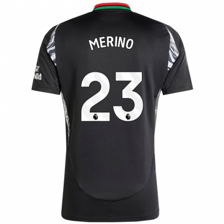 Kandiny Gyermek Mikel Merino #23 Fekete Idegenbeli Jersey 2024/25 Mez Póló Ing