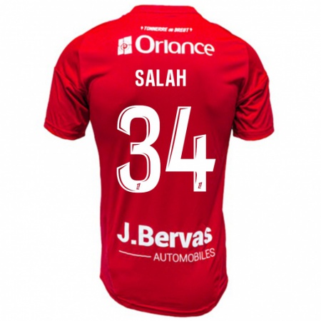 Kandiny Gyermek Ibrahim Salah #34 Piros Fehér Hazai Jersey 2024/25 Mez Póló Ing