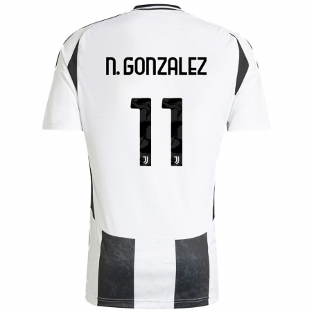 Kandiny Gyermek Nico González #11 Fehér Fekete Hazai Jersey 2024/25 Mez Póló Ing