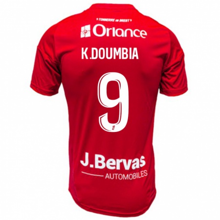 Kandiny Gyermek Kamory Doumbia #9 Piros Fehér Hazai Jersey 2024/25 Mez Póló Ing