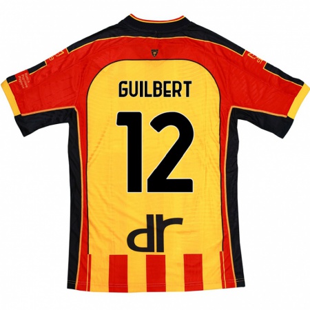 Kandiny Gyermek Frédéric Guilbert #12 Sárga Piros Hazai Jersey 2024/25 Mez Póló Ing