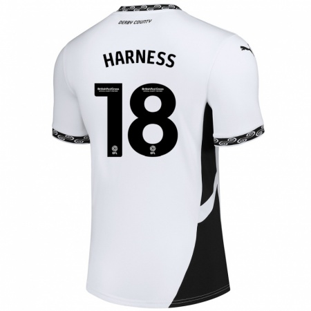 Kandiny Gyermek Marcus Harness #18 Fehér Fekete Hazai Jersey 2024/25 Mez Póló Ing