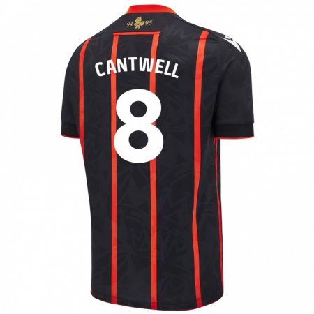 Kandiny Gyermek Todd Cantwell #8 Fekete Piros Idegenbeli Jersey 2024/25 Mez Póló Ing