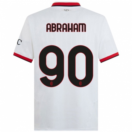 Kandiny Gyermek Tammy Abraham #90 Fehér Fekete Piros Idegenbeli Jersey 2024/25 Mez Póló Ing