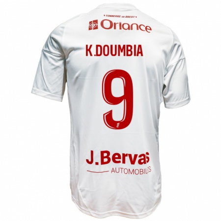 Kandiny Gyermek Kamory Doumbia #9 Fehér Piros Idegenbeli Jersey 2024/25 Mez Póló Ing