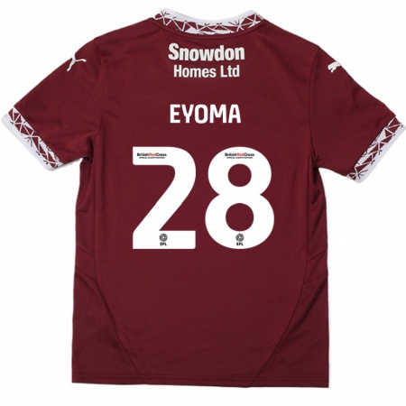 Kandiny Gyermek Timothy Eyoma #28 Burgundia Hazai Jersey 2024/25 Mez Póló Ing