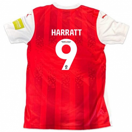 Kandiny Gyermek Kian Harratt #9 Piros Fehér Hazai Jersey 2024/25 Mez Póló Ing