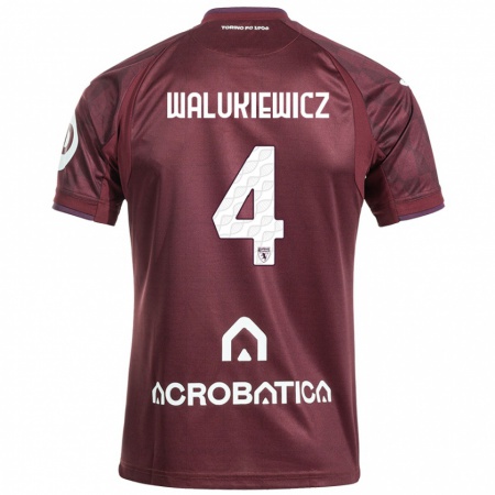 Kandiny Gyermek Sebastian Walukiewicz #4 Barna Fehér Hazai Jersey 2024/25 Mez Póló Ing