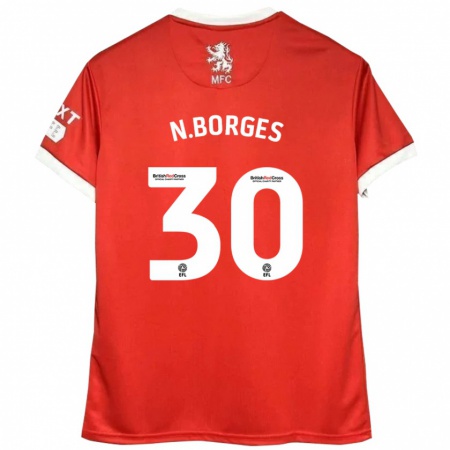 Kandiny Gyermek Neto Borges #30 Piros Fehér Hazai Jersey 2024/25 Mez Póló Ing