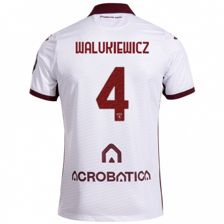 Kandiny Gyermek Sebastian Walukiewicz #4 Fehér Barna Idegenbeli Jersey 2024/25 Mez Póló Ing