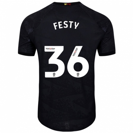 Kandiny Gyermek Festy Ebosele #36 Fekete Fehér Idegenbeli Jersey 2024/25 Mez Póló Ing