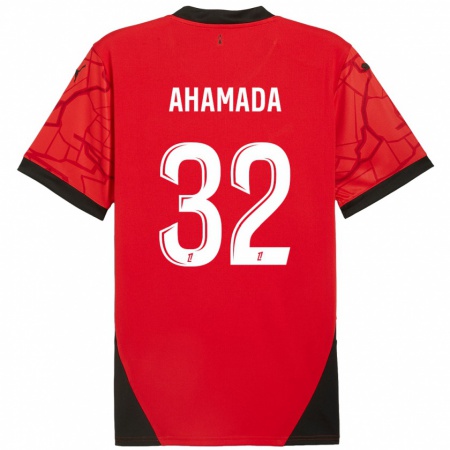 Kandiny Férfi Naouirou Ahamada #32 Piros Fekete Hazai Jersey 2024/25 Mez Póló Ing