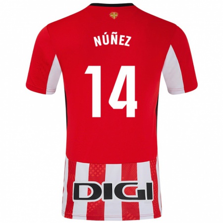 Kandiny Férfi Unai Núñez #14 Piros Fehér Hazai Jersey 2024/25 Mez Póló Ing