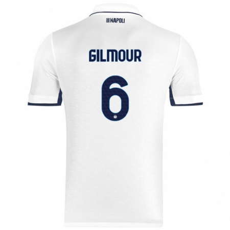 Kandiny Férfi Billy Gilmour #6 Fehér Royal Blue Idegenbeli Jersey 2024/25 Mez Póló Ing