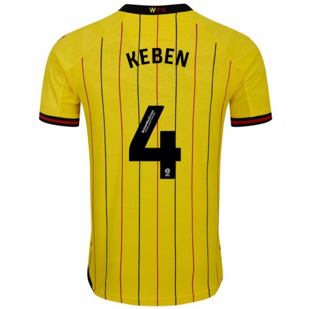 Kandiny Férfi Kévin Keben #4 Sárga Fekete Hazai Jersey 2024/25 Mez Póló Ing