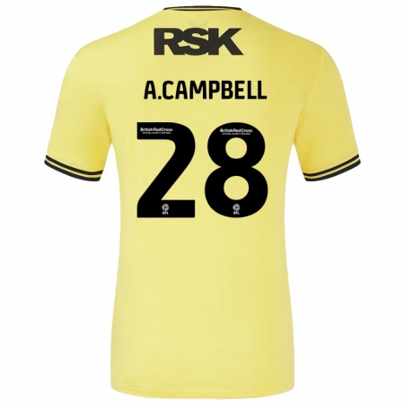 Kandiny Férfi Allan Campbell #28 Sárga Fekete Idegenbeli Jersey 2024/25 Mez Póló Ing