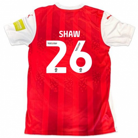 Kandiny Férfi Liam Shaw #26 Piros Fehér Hazai Jersey 2024/25 Mez Póló Ing