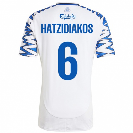 Kandiny Férfi Pantelis Hatzidiakos #6 Fehér Ég Kék Hazai Jersey 2024/25 Mez Póló Ing