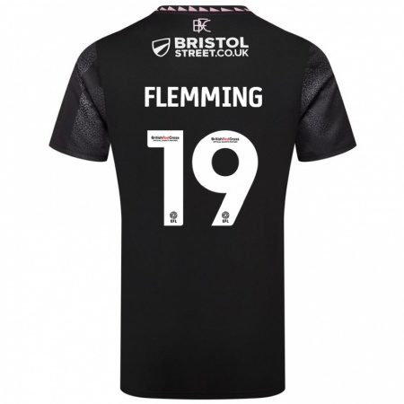 Kandiny Férfi Zian Flemming #19 Fekete Idegenbeli Jersey 2024/25 Mez Póló Ing