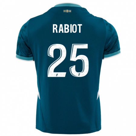 Kandiny Női Adrien Rabiot #25 Türkizkék Idegenbeli Jersey 2024/25 Mez Póló Ing