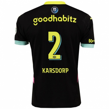 Kandiny Női Rick Karsdorp #2 Fekete Sárga Idegenbeli Jersey 2024/25 Mez Póló Ing